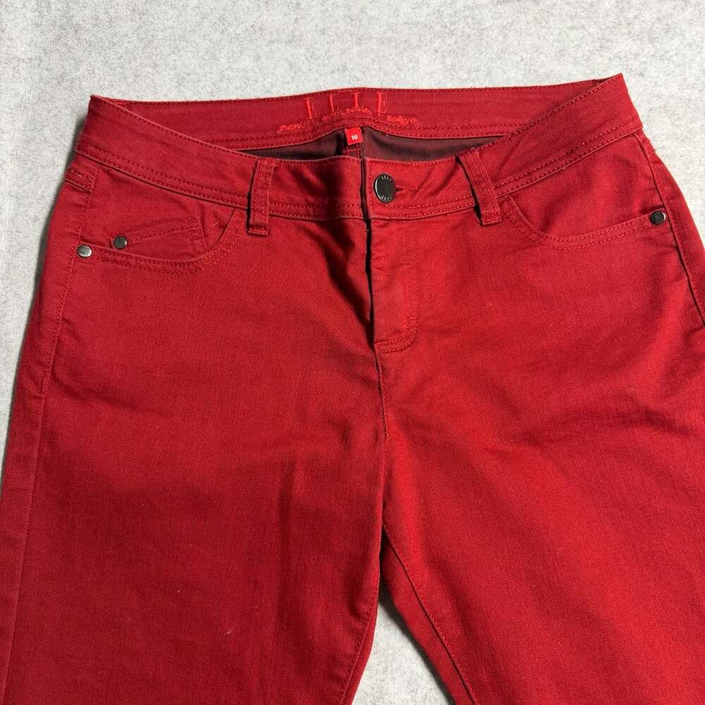 Elle Jeans Size 10 Red Pants Skinny Denim